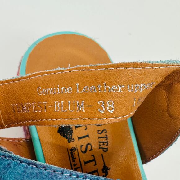 L'Artiste by Spring Step Women's Tempest Sandals Blue Multi Size 38 EU/ 7.5-8 US - Picture 11 of 12